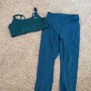 Nike Teal Sports Bra and fabletics Leggings Set